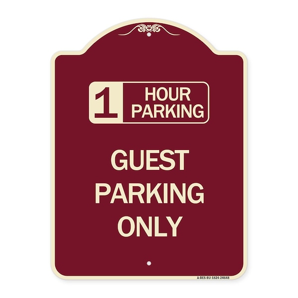 1 Hour Parking Guest Parking Only Heavy-Gauge Aluminum Architectural Sign, 24" x 18", BU-1824-24648